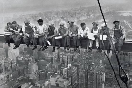 Lunch on a Skyscraper-black and white